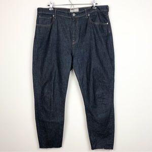 Everlane High Rise Dark Wash Jeans Raw Hem